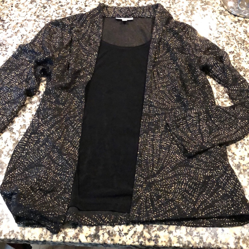 JM Collection one piece great Holiday Top, Metallic Hostess Pic🥳🎉🎊